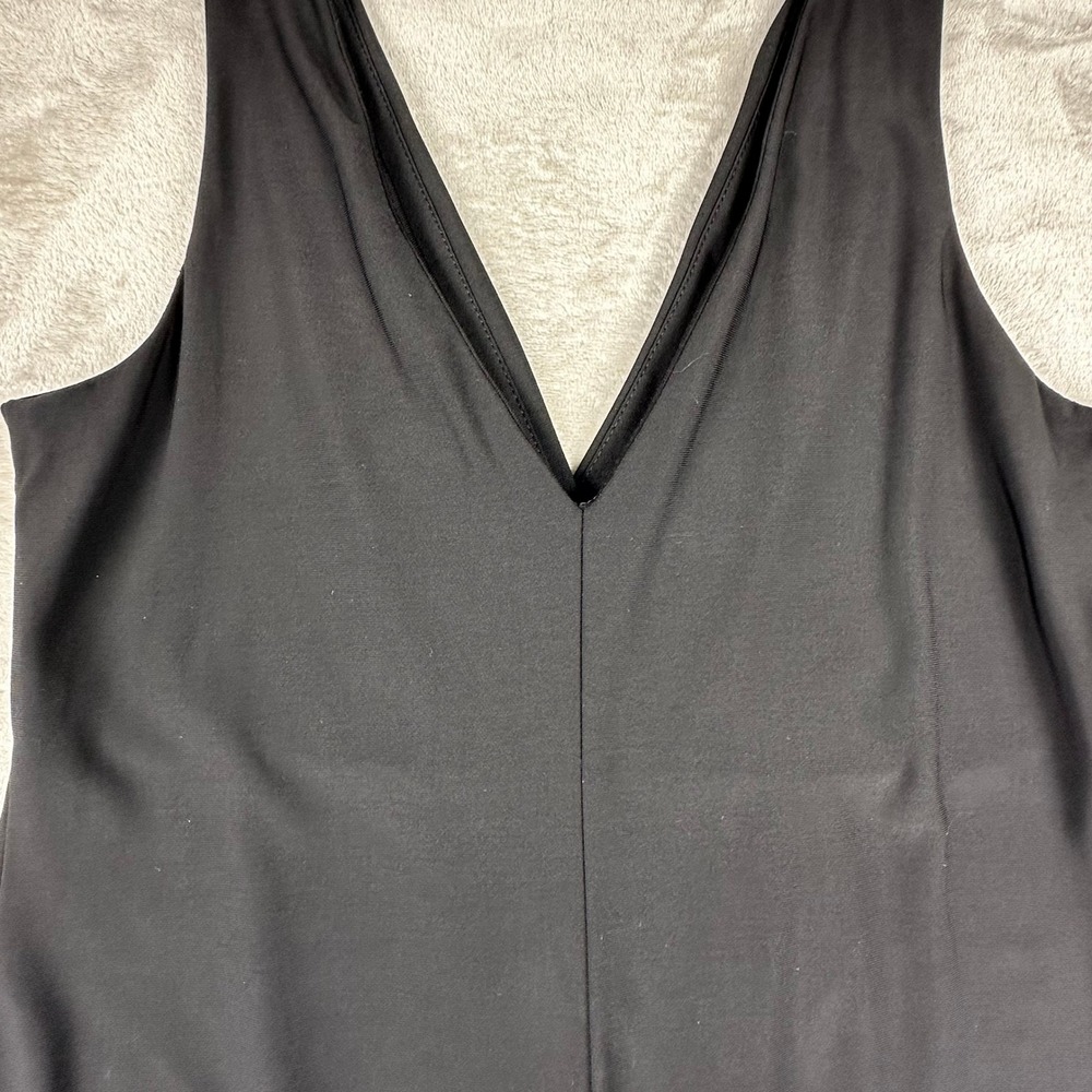 90s Y2k Womens Sleeveless V-Neck Empire Waist Pleated Little Black Dress LBD - Picture 11 of 13